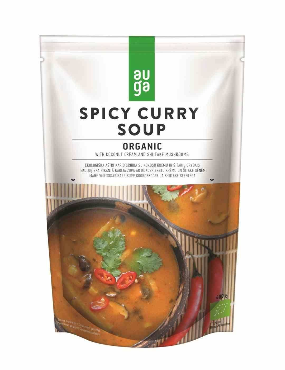 Auga − Zupa pikantne curry z kremem kokosowym i grzybami shiitake BIO − 400 g