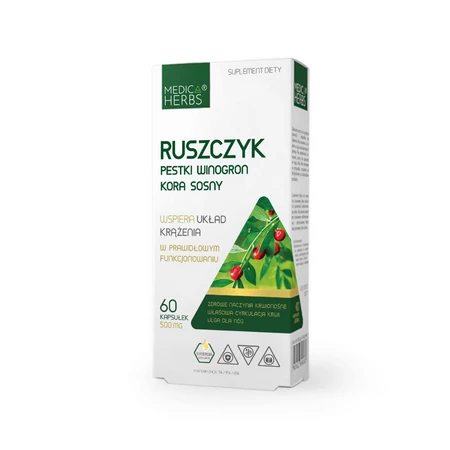 MEDICA HERBS Ruszczyk, Pestki Winogron, Kora Sosny 60 kaps.