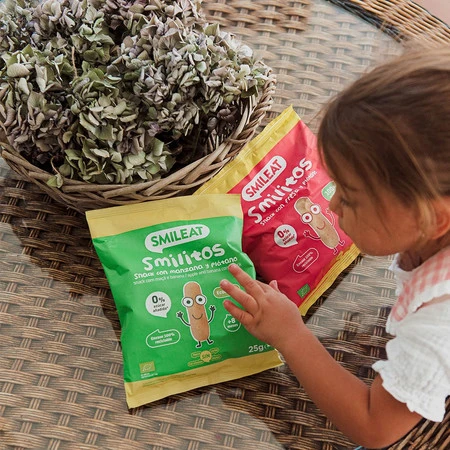 Smileat, BIO Smilitos, Chrupki kukurydziane o smaku jabłka i banana 8m+, 25g