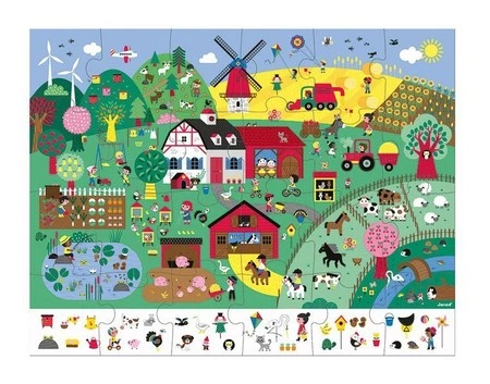 Janod Puzzle obserwacyjne w walizce Farma 24 elementy 3+ Made in France