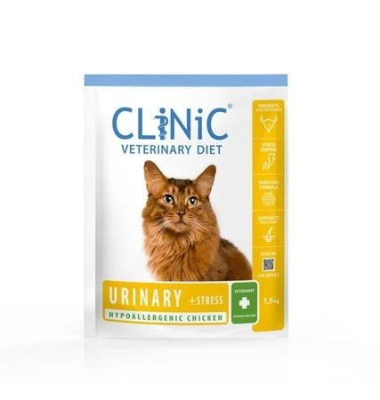 CLiNiC Veterinary Diet Cat Urinary + Stress Hypoallergenic Chicken 1,5kg - sucha karma weterynaryjna dla kotów