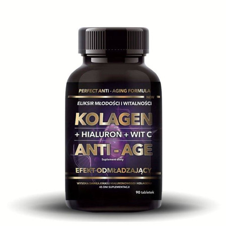 Zestaw Intenson: 2x Kolagen Anti-Age + Hialuron + Witamina C 90 tabl. + 1x Collagen Candy 60 tabl. smak truskawka - gratis