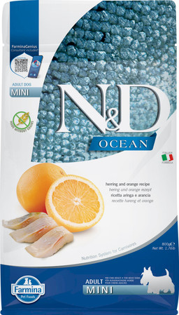 FARMINA ND DOG OCEAN Herring Orange Adult Mini 800g