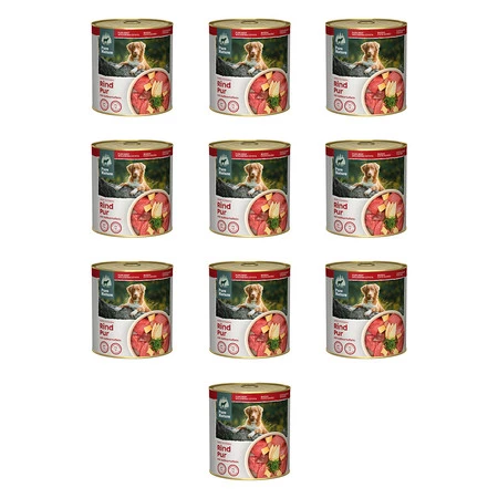Zestaw 10x PURE NATURE DOG Rind Pur - wołowina z batatami i jabłkami dla dorosłych psów (800g)
