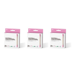 Zestaw: 3x Humble brush, Ekologiczne patyczki do uszu bambus i naturalna bawełna, PURPLE, różowe, 100szt
