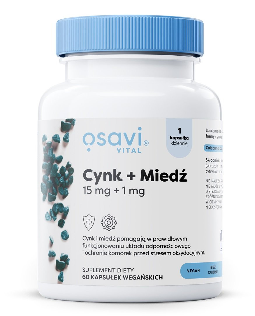 Osavi Cynk + Miedź, 15mg + 1mg - 60 kaps. - Nabea.pl