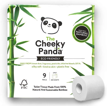PAPIER TOALETOWY BAMBUSOWY TRZYWARSTWOWY 9 ROLEK - CHEEKY PANDA