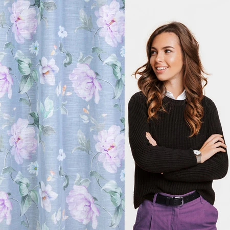 ZASŁONA GOTOWA FLORA 140 X 250 CM POPIELATY