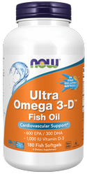 Now Foods Ultra Omega 3-D™ kwasy tłuszczowe EPA i DHA + Witamina D3 - 180 kaps.
