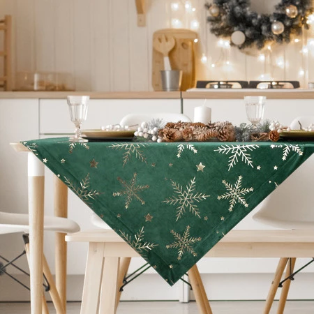 Bieżnik świąteczny na stół, rozm.: 85 x 85 cm, kolor ciemnozielony