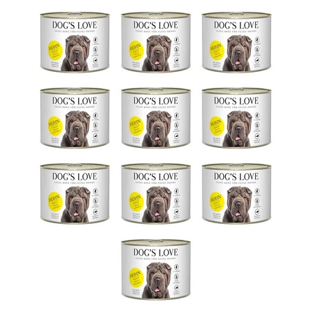 Zestaw 10x DOG'S LOVE Huhn - kurczak z gruszką, komosą ryżową i marchewką (200g)