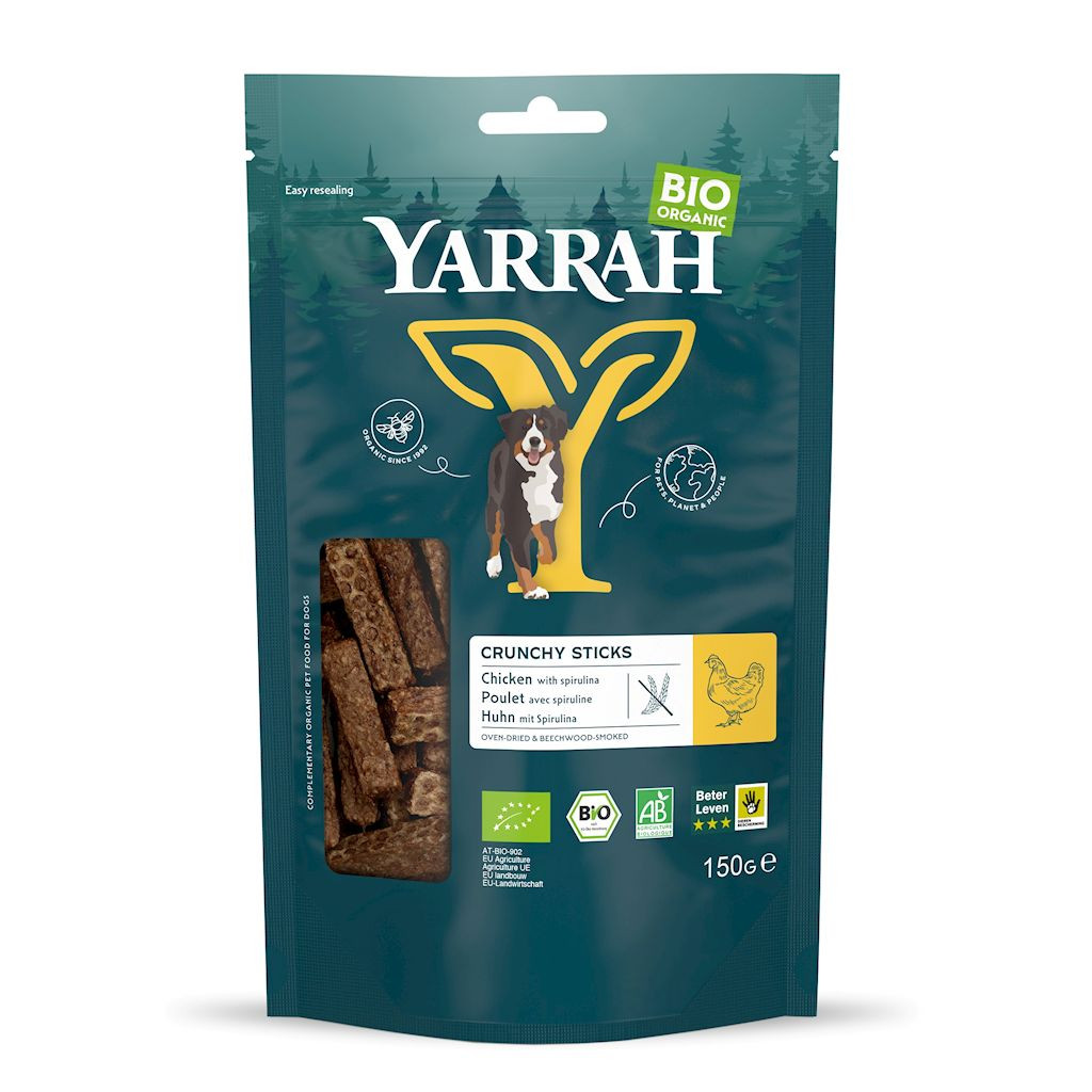 (DLA PSA) PRZYSMAK - PAŁECZKI Z KURCZAKIEM I SPIRULINĄ BIO 150 g - YARRAH - Nabea.pl
