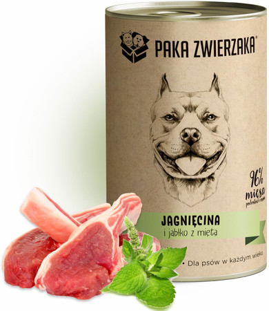 Paka Zwierzaka Jagnięcina i jabłko z miętą- karma mokra dla psa - 400g