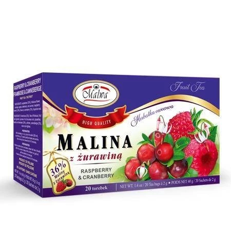 Malwa − Herbata malina z żurawiną − 20 x 2 g