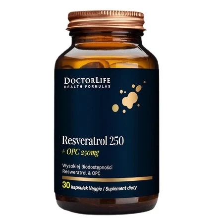 Resveratrol resweratrol z ekstratem z pestek winogron 250mg suplement diety 30 kapsułek