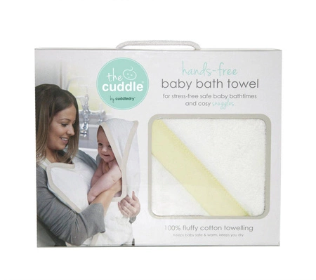 The Cuddle, PROMOCJA -20% Bawełniany ręcznik fartuch, biały/żółty OSTATNI RAZ W OFERCIE