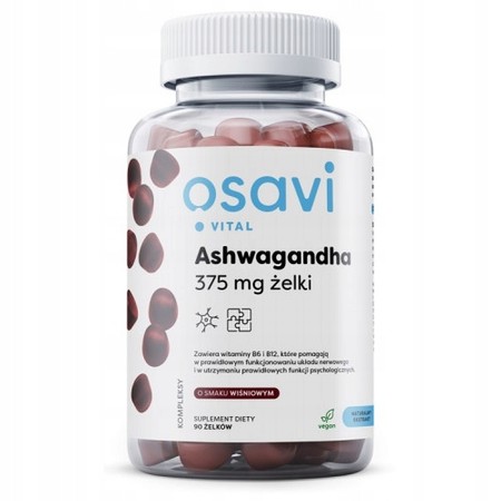 Osavi Ashwagandha 375mg Gummies, smak wiśniowy - 90 żelek
