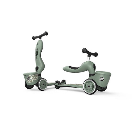 SCOOTANDRIDE Highwaykick 1 Lifestyle 2w1 Jeździk i hulajnoga z zamykanym schowkiem 1-5 lat Green Lines
