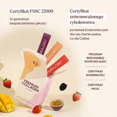Natu.care Kolagen Premium 5 000 mg, 30 saszetek smak mango - truskawka - jeżyna