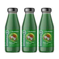 Zestaw: 3x Ekamedica suplementy diety w formie smoothie Aloes-kokos-szpinak 250ml