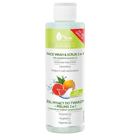 Żel myjący do twarzy + peeling 2w1 z naturalnym olejkiem grapefruitowym - AVA