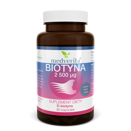 Medverita Biotyna 2500 µg + Witamina B7 na wsparcie skóry i włosów 90 kaps.