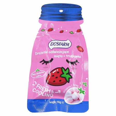 Zestaw 10x Dosfarm − Drażetki odświeżające mięta + truskawka − 16 g