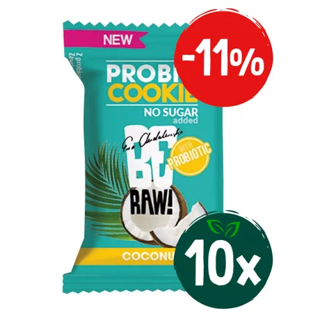 Zestaw: 10x BeRAW ciastko probiotyczne Probio Cookie kokosowe - 18g