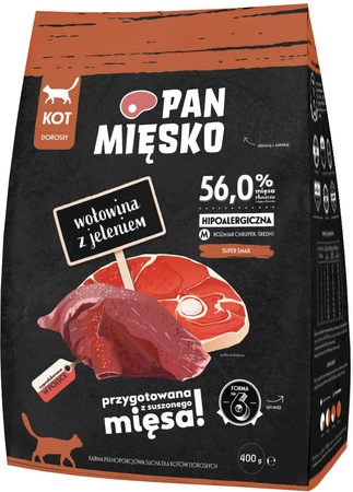 PAN MIĘSKO Wołowina z Jeleniem dla kota M 400g