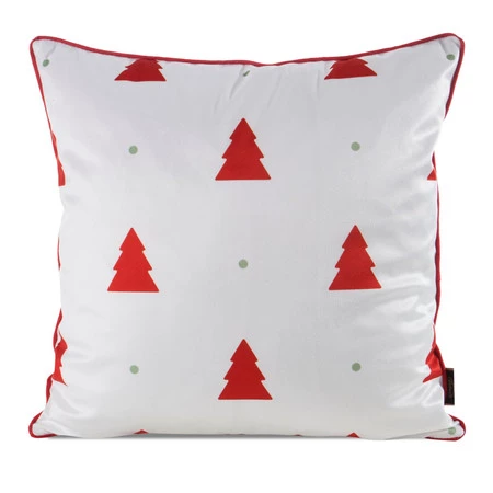 Welwetowa poszewka świąteczna z ozdobnym nadrukiem i lamówką szerokość: 45 cm, długość: 45 cm, kolor: biały