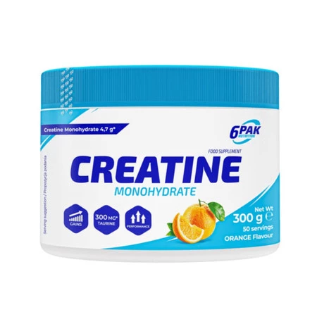 6PAK CREATINE MONOHYDRATE 300g JAR ORANGE