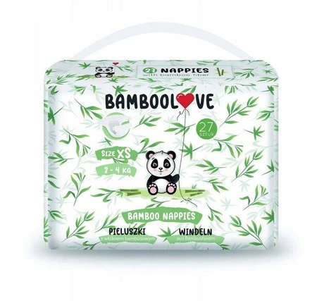 BAMBOOLOVE, Pieluszki jednorazowe rozmiar XS, (2-4 kg), 27 szt
