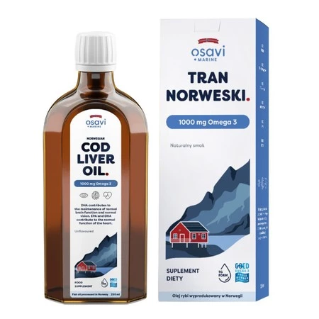 Osavi Tran Norweski, 1000mg Omega 3  smak naturalny 250 ml