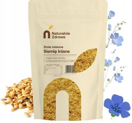 Naturalnie Zdrowe Siemię Lniane Złote Mielone Odtłuszczone 1kg