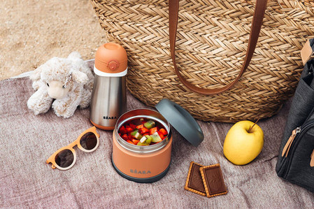 Beaba Pojemnik - termos obiadowy ze stali nierdzewnej z hermetycznym zamknięciem duży 500 ml Mineral grey/Terracotta