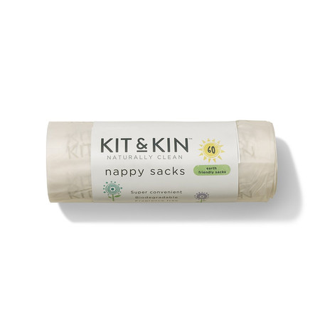  Kit & Kin, Biodegradowalne i bezzapachowe worki na zużyte pieluszki, 60 szt.