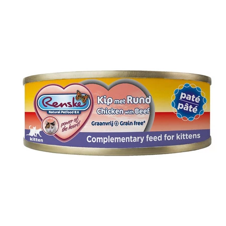 Zestaw 10x RENSKE Kitten chicken beef - kurczak z wołowiną karma dla kociąt (70g)