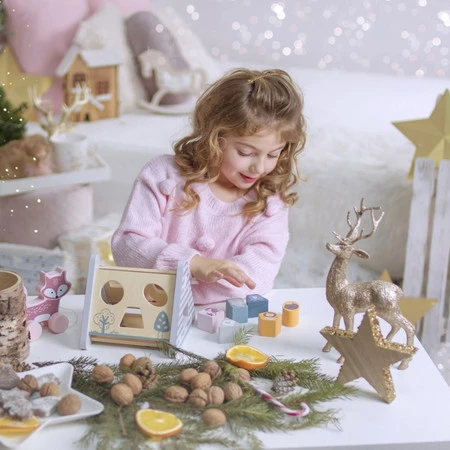 Viga PolarB Drewniany edukacyjny sorter z klockami piramida