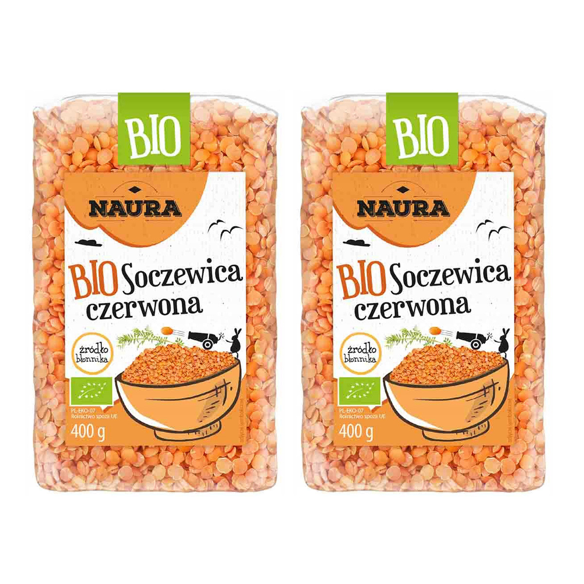 Zestaw 2x Soczewica czerwona BIO 400 g - Nabea.pl
