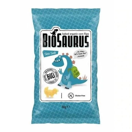 BioSaurus − Chrupki kukurydziane Dinozaury z solą morską bezgl. BIO − 50 g