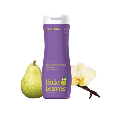 Attitude, Little Ones, Płyn do mycia i szampon 2w1, Gruszkowy Nektar i Wanilia, 473 ml