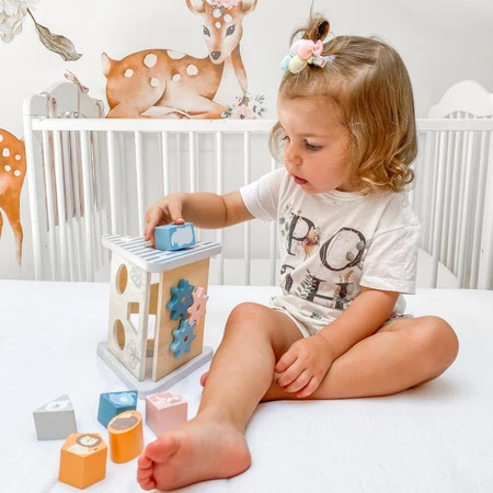 Viga PolarB Drewniany edukacyjny sorter z klockami piramida