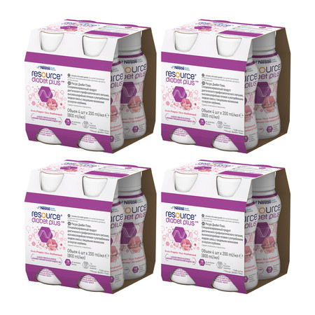 Zestaw 4x RESOURCE Diabet Plus smak truskawka 4 x 200ml