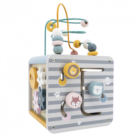 Viga Toys − PolarB Activity Box, drewniane edukacyjne centrum gier 5w1 kostka