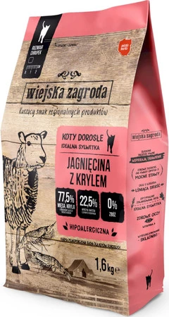 WIEJSKA ZAGRODA Jagnięcina z Krylem bez zbóż dla kotów 1,6kg