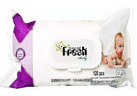 Fresh Baby Chusteczki nawilżane Jumbo pack z klipsem 120 szt.