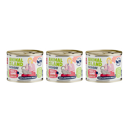 Zestaw: 3x Animal Island Everyday indyk jagnięcina -Karma Mokra dla Kota - 200g
