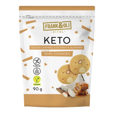 Frank&Oli  Mini ciasteczka o smaku słonego karmelu, kokosa i orzechów 90 g