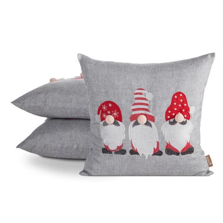 Poszewka świąteczna 45x45 cm – 3 Skrzaty, srebrna