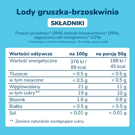 Smileat, BIO Smilados, Mus owocowy do mrożenia o smaku gruszki i brzoskwini, idealny na ząbkowanie 6m+, 5x50g